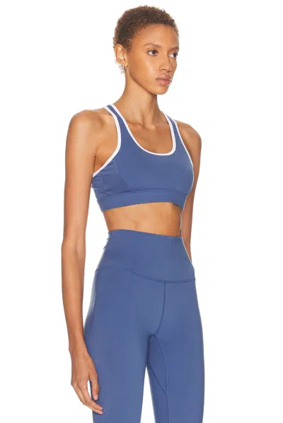 Varley Womens Bijou Blue Freesoft Selma Scoop-neck Sports Bra In Brown