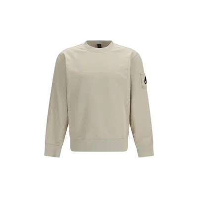Moose Knuckles Alabaster Hartsfield Crew-neck Cotton Sweatshirt In Neutral