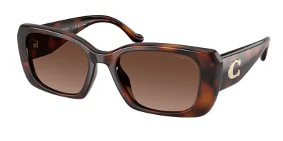 Coach Maxi Sculpted C Oversized Rectangle Sunglasses In Brown