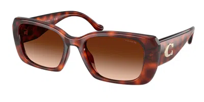 Coach Maxi Sculpted C Oversized Rectangle Sunglasses In Brown