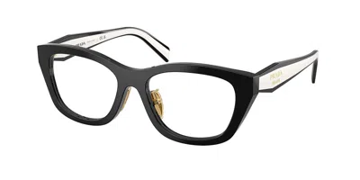 Prada 53mm Irregular Optical Glasses In Black