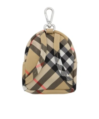 Burberry Check Backpack Charm In Brown