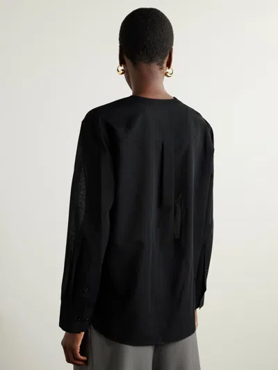 Theory Wool-blend Blouse In Black