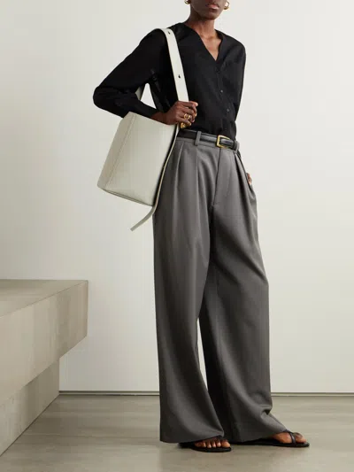 Theory Wool-blend Blouse In Black