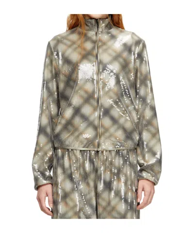 Diesel Sequined Checked Nylon Jacket In Multi