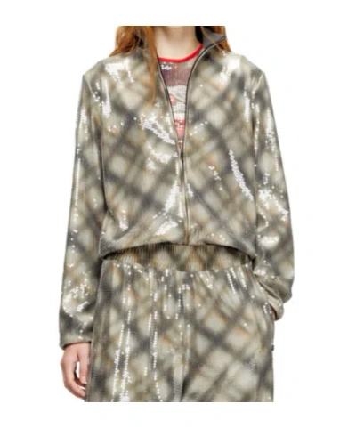 Diesel Sequined Checked Nylon Jacket In Multi