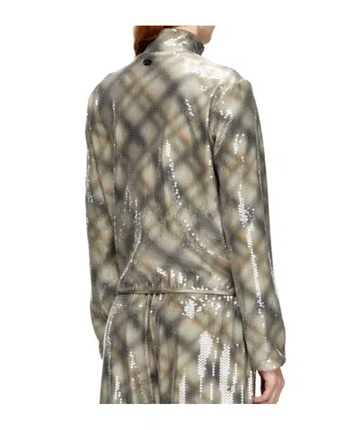 Diesel Sequined Checked Nylon Jacket In Multi