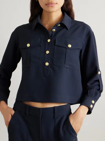 Veronica Beard Cargo-pocket Blouse In Blue