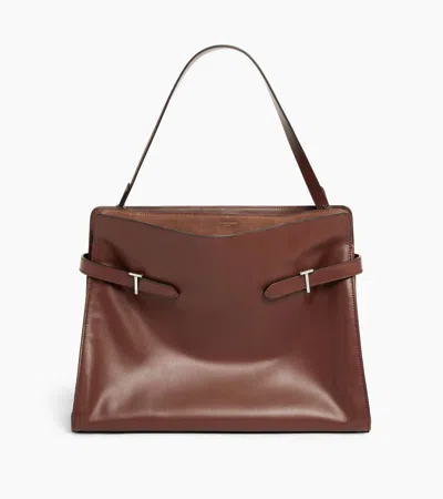 Le Tanneur Sac Porté Épaule Modèle Maxi Emie En Cuir Lisse Et Nubuck In Brown