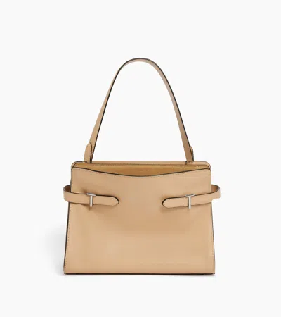 Le Tanneur Sac Porté Épaule Grand Modèle Emie En Cuir Lisse Et Nubuck In Sand