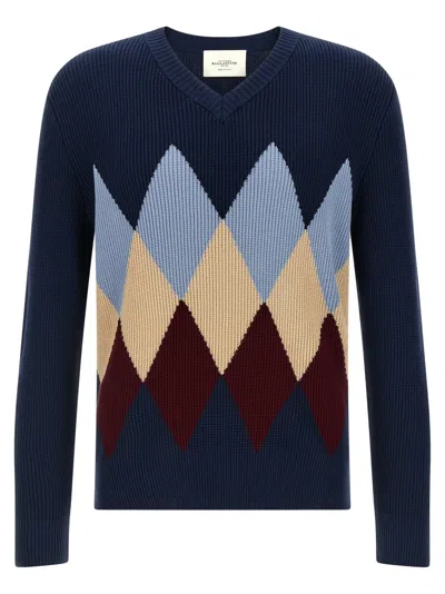 Ballantyne Blue Argyle Pattern Sweater In Blue