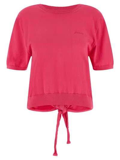 Ganni Bare Back Sweater In Fuchsia