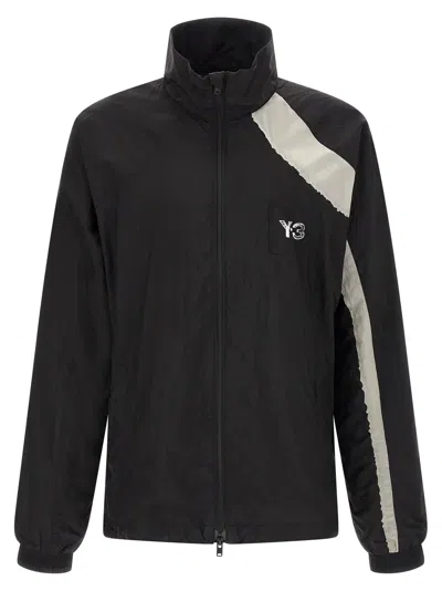 Y-3 Casual Black Jacket With Light Grey Diagonal Stripe In Multi