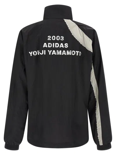 Y-3 Casual Black Jacket With Light Grey Diagonal Stripe In Multi