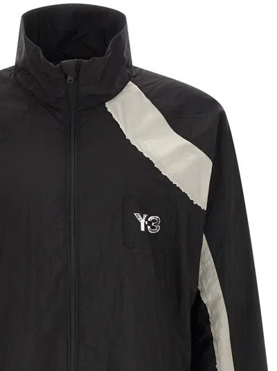 Y-3 Casual Black Jacket With Light Grey Diagonal Stripe In Multi
