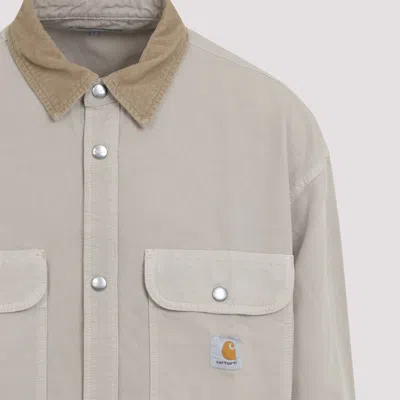 Carhartt Wip Prescott Shirt Jacket In Cotton Canvas Beige In Multi