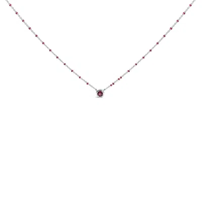 Haus Of Brilliance Sterling Silver Rhodolite Enamel Bead Chain Necklace 18 Inch In White