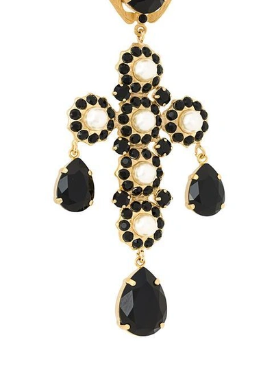 Shop Dolce & Gabbana Beaded Crystal Lariat Necklace In Black