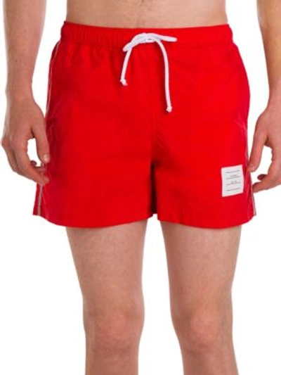 Shop Thom Browne Classic Swim Trunks In Red