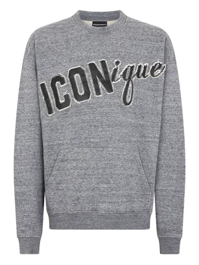 Dsquared2 Lettering-patch Sweatshirt In Gray