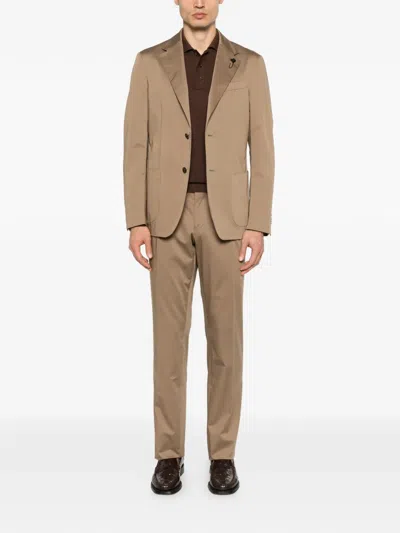 Lardini Single-breasted Suit In Brown