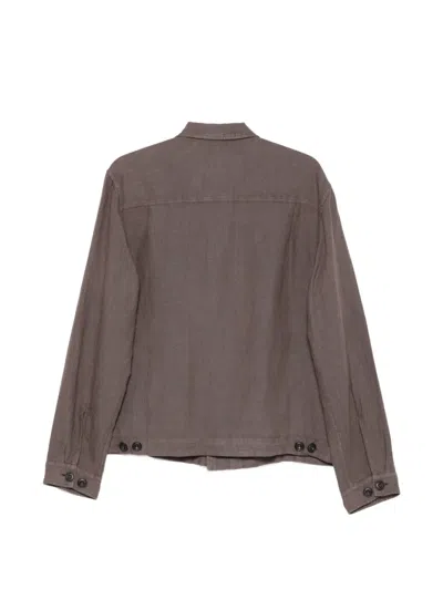 Altea Buttoned Linen Jacket In Brown