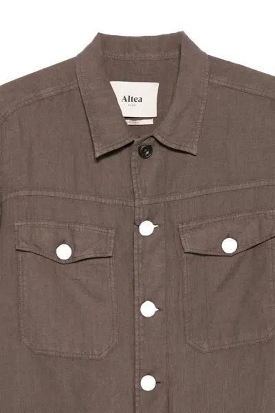 Altea Buttoned Linen Jacket In Brown