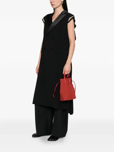 Sacai Double-breasted Coat In Black