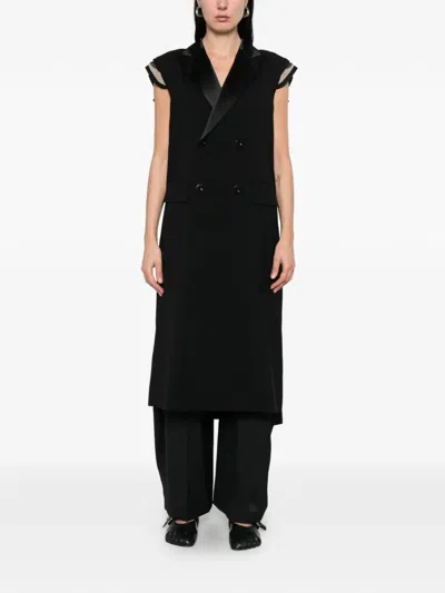 Sacai Double-breasted Coat In Black