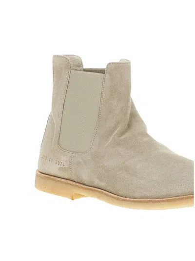 Common Projects Elasticated-panels Leather Boots In Neutral