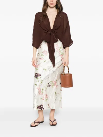 Dixie Tie-front Blouse In Brown