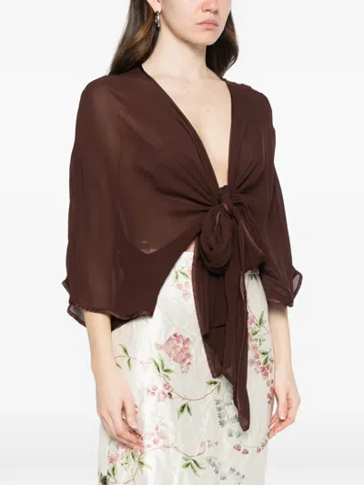 Dixie Tie-front Blouse In Brown