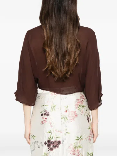 Dixie Tie-front Blouse In Brown
