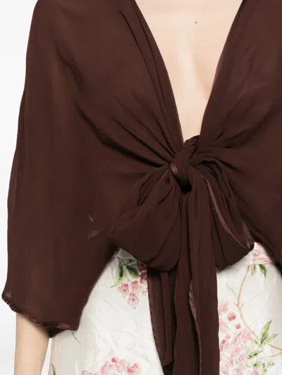 Dixie Tie-front Blouse In Brown