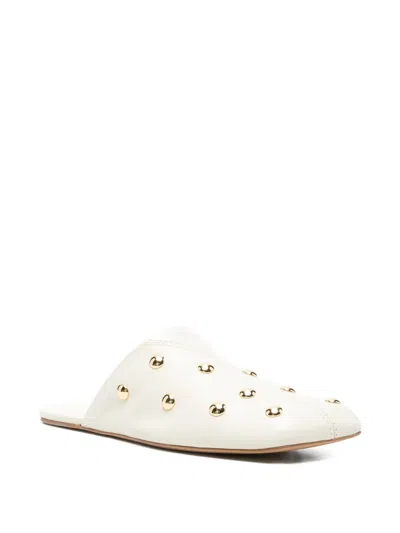 Chloé Rita Studded Leather Mules In White