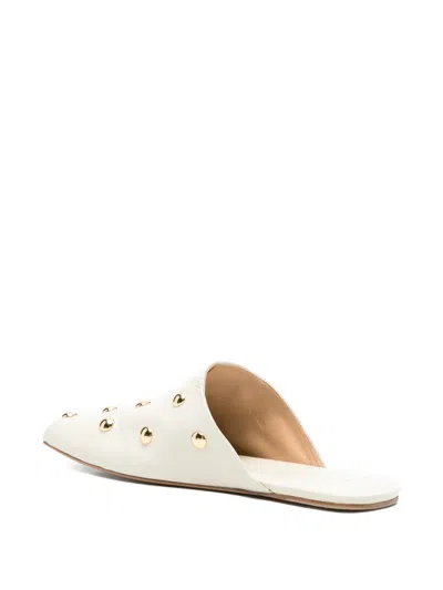 Chloé Rita Studded Leather Mules In White
