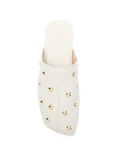 Chloé Rita Studded Leather Mules In White