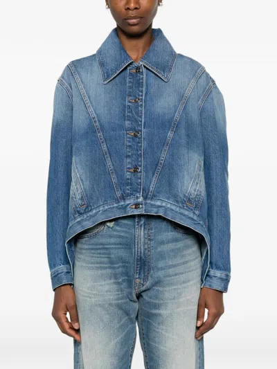 Givenchy Button Denim Jacket In Blue