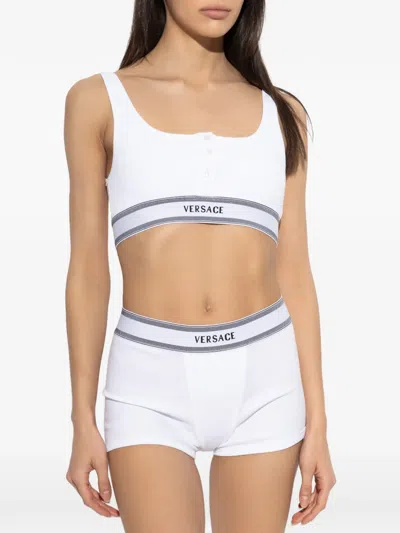 Versace Logo-waistband Briefs In White