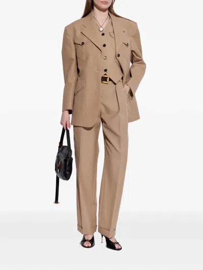 Versace Buttoned Pocket Jacket In Brown