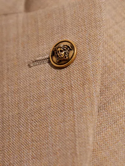 Versace Buttoned Pocket Jacket In Brown