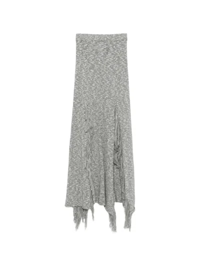 Mrz Cotton Long Skirt In Gray