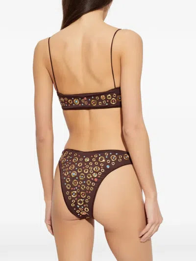Oseree Embellished Bikini In Brown