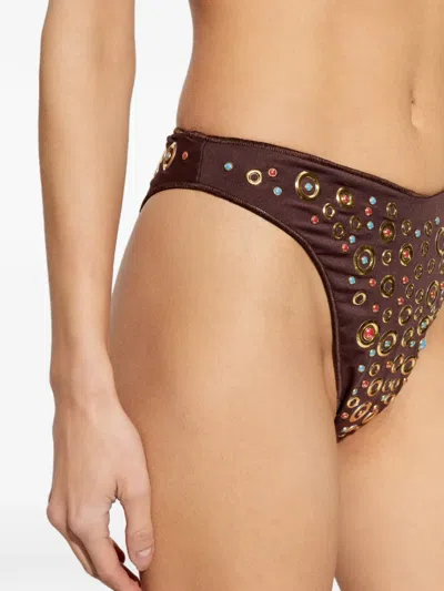 Oseree Embellished Bikini In Brown