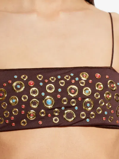 Oseree Embellished Bikini In Brown