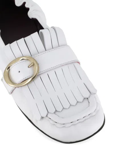 Paul Smith Off White Solid Loafers In White