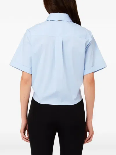 Liu •jo Tie Front Blouse In Blue