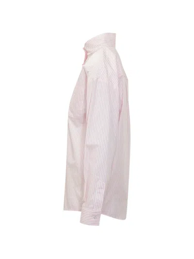 Le Sully Studio Striped Collared Shirt In White