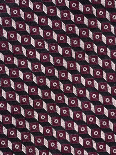 Zegna Patterned Silk Tie In Red