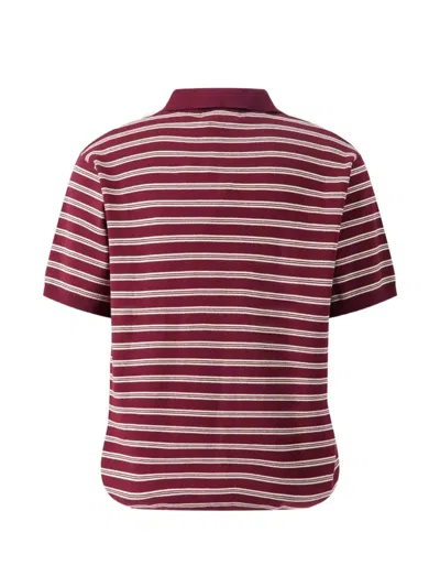 Coor Open-collar Stripe T-shirt In Red